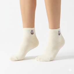 [10100B] - 5 Pairs Women’s Cotton Blend Crew Socks – Breathable Graphics/Embroidery & Everyday Comfort