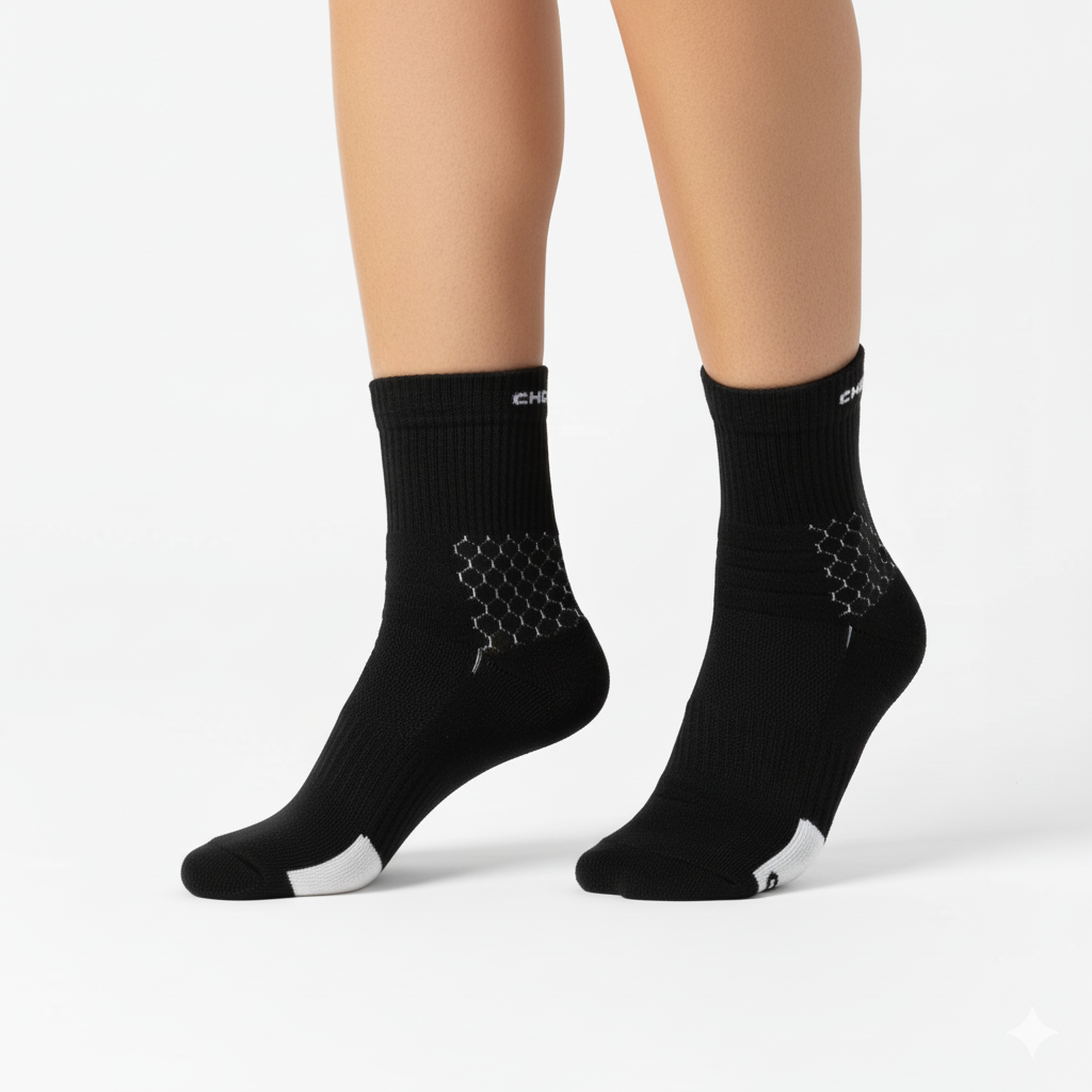 [10115] - 2 Pairs Men’s Cotton Blend High-Cut Crew Socks – Cushioned, Sweat-Absorbing & Breathable 