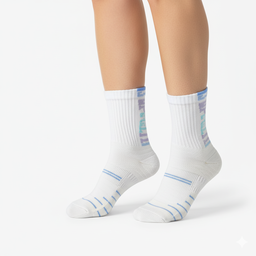 [10116] - 2 Pairs Men’s Cotton Blend Basketball High-Cut Crew Socks – Cushioned, Breathable & Sweat-Absorbing 