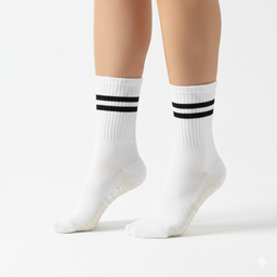 [10129] -3 Pairs Men’s High-Cotton High-Cut Crew Socks – Breathable Stripes/Plain & Comfort