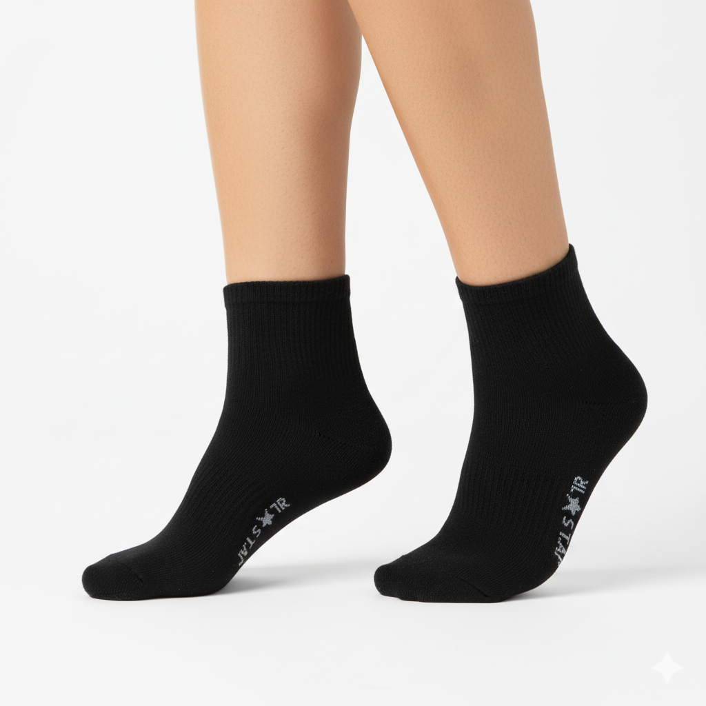 [10132B] - 3 Pairs Women’s Cotton Blend High-Cut Crew Socks – Soft, Breathable & Minimal_0