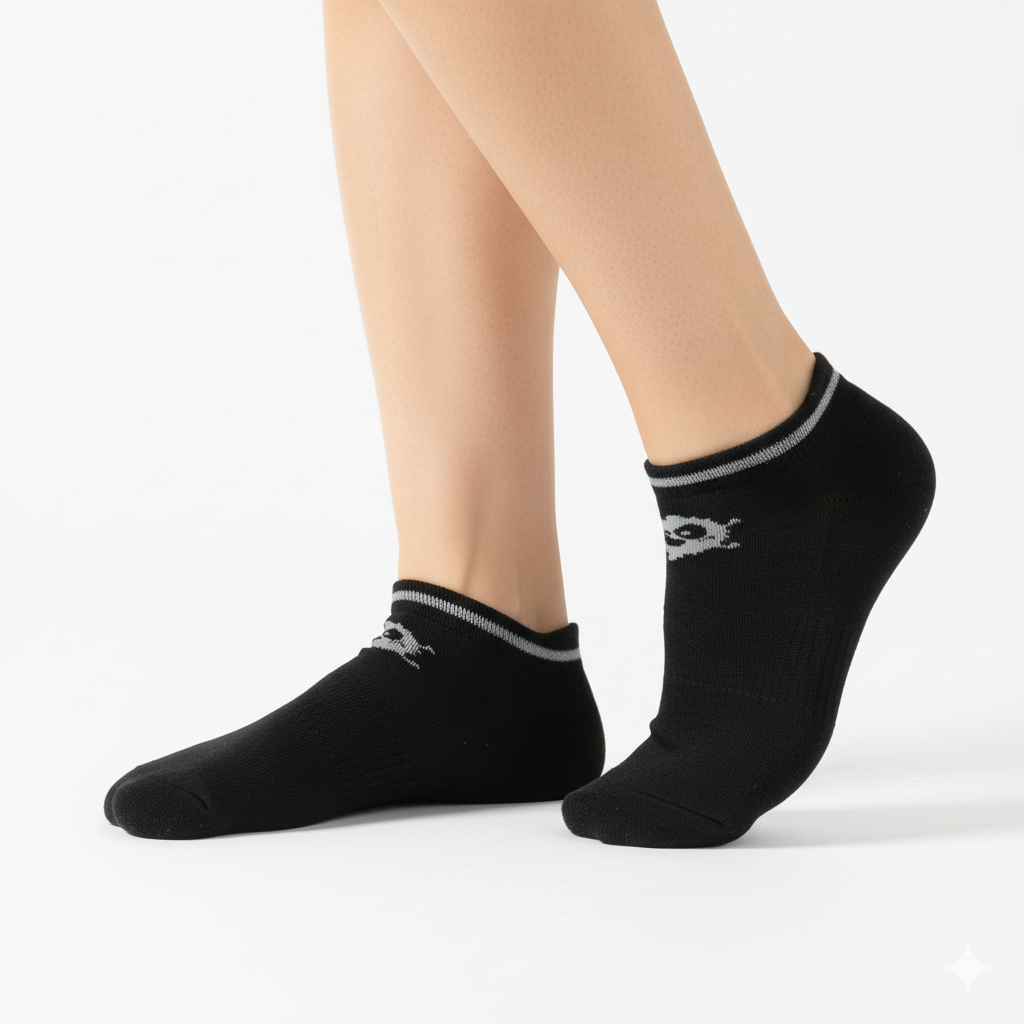 [10145B] - 3 Pairs Women’s High-Cotton Low-Cut Ankle Socks – Breathable Stripes/Plain & Comfort_1