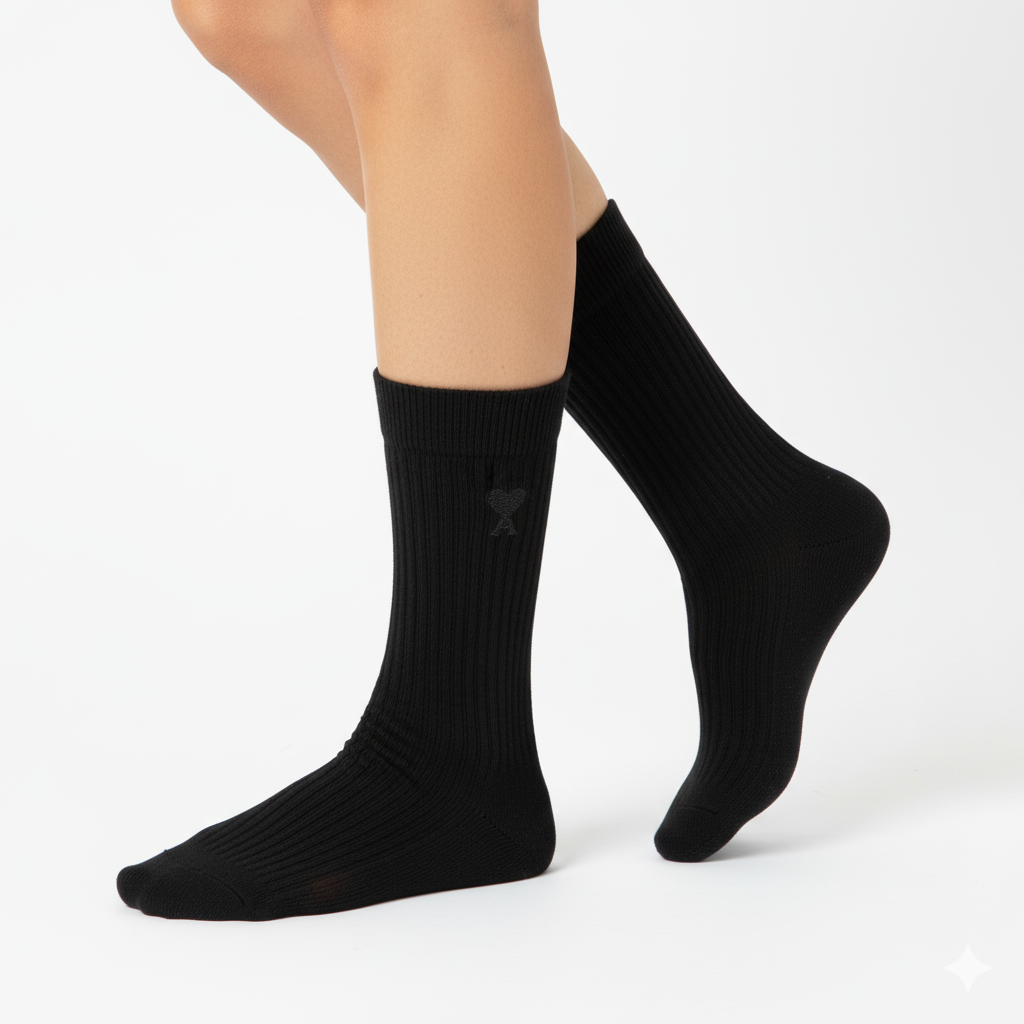 [10146] - 1 Pair Women’s Merino Wool Blend High-Cut Crew Socks – Cozy, Breathable & Winter-Ready _1