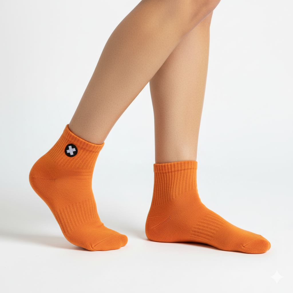 [10150] - 2 or 3 Pairs Unisex Cotton Blend Crew Socks – Breathable Alphabet/Shape Motifs _0