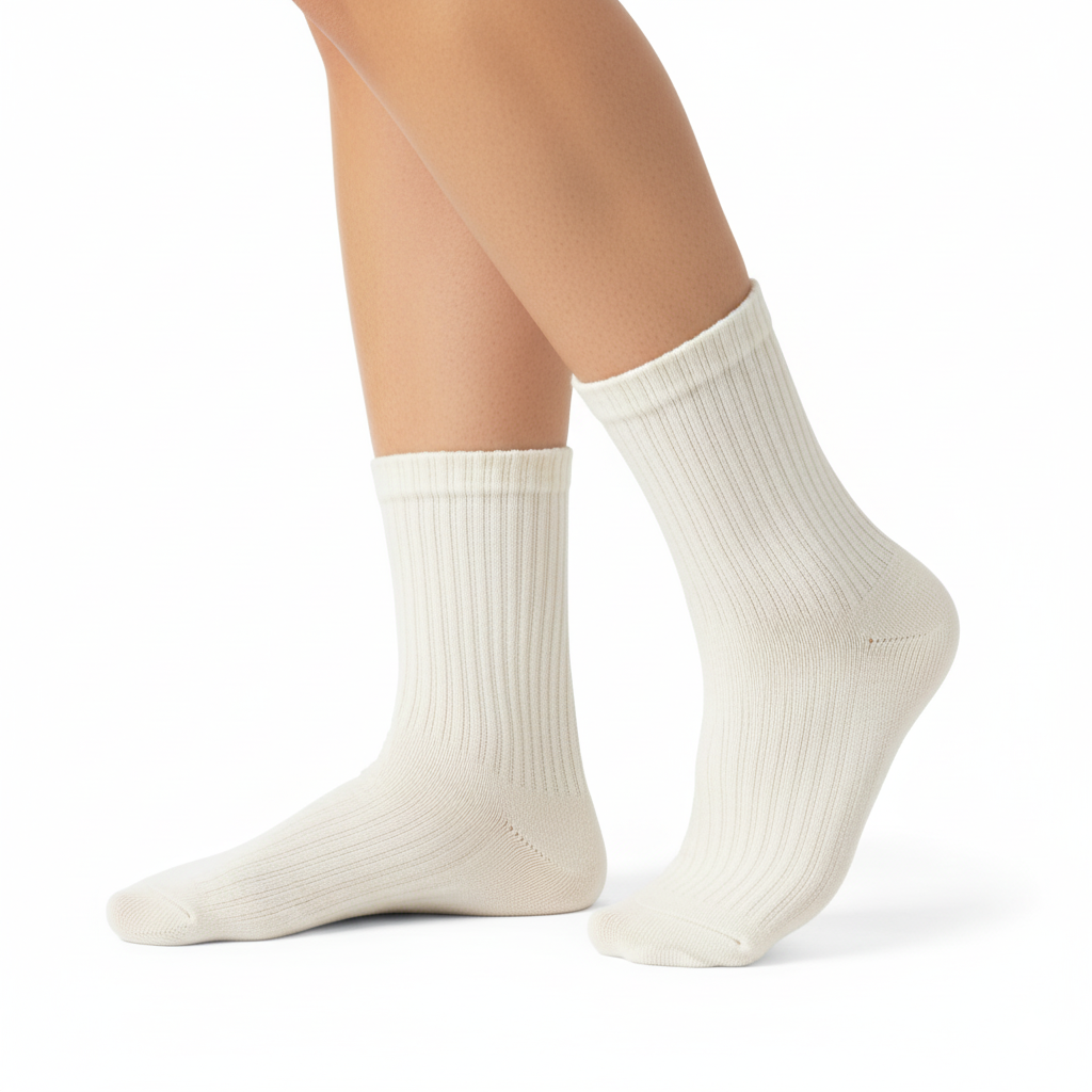 [10166] - 4 Pairs Women’s Cotton-Spandex High-Cut Crew Socks – Soft, Breathable & Minimal _0