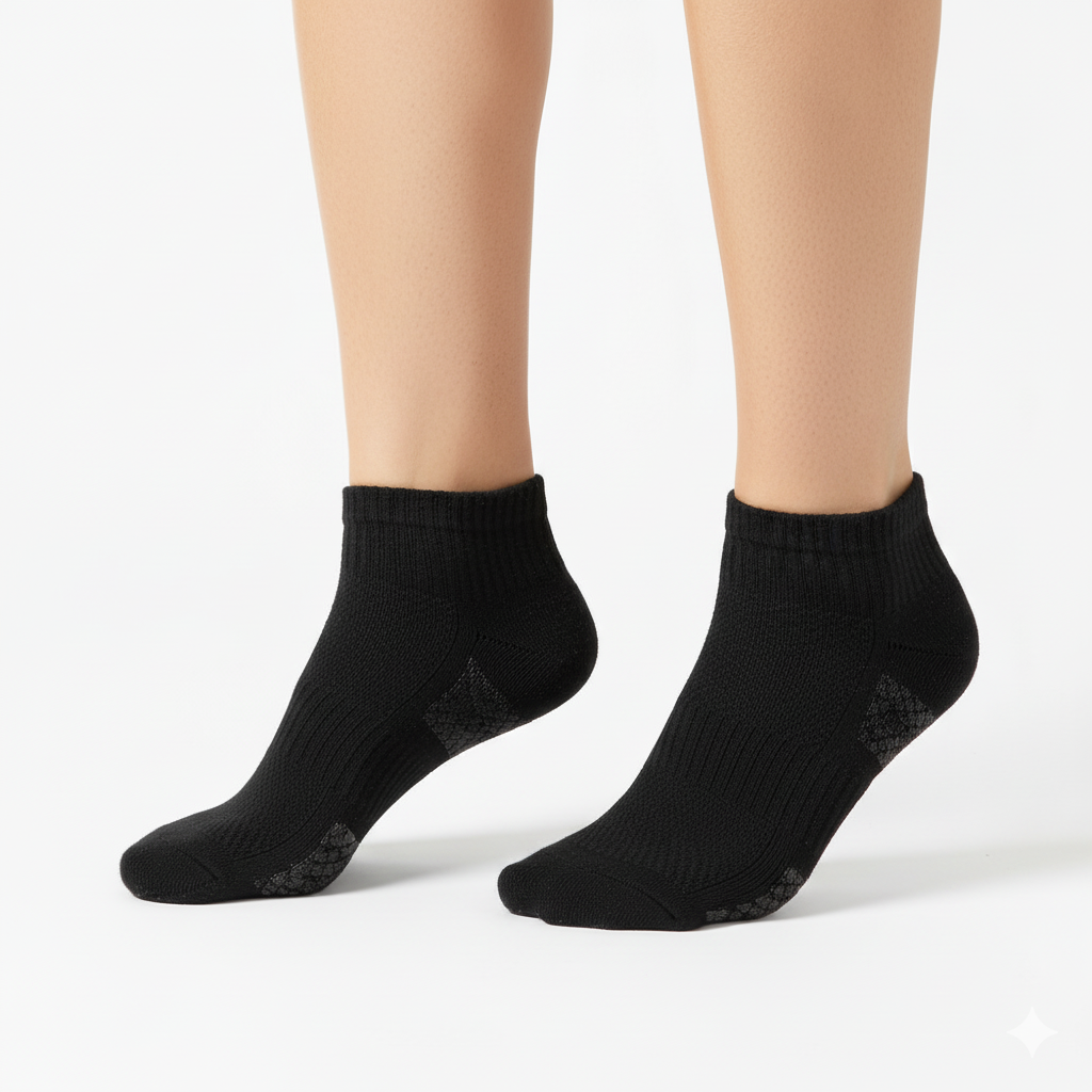 [10175] - 5 Pairs Women’s Cotton Low-Cut Ankle Socks – Breathable, Cushioned & Sweat-Absorbing 