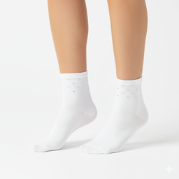 [10176] - 3 Pairs Women’s Cotton Embellished Blend Crew Socks – Breathable, Sweat-Absorbing & Minimal 