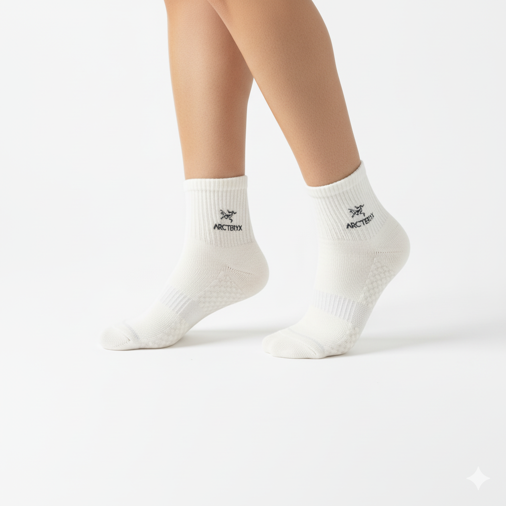 [10188] - 2 Pairs Women’s High-Cotton Crew Socks – Antibacterial, Cushioned & Breathable _0