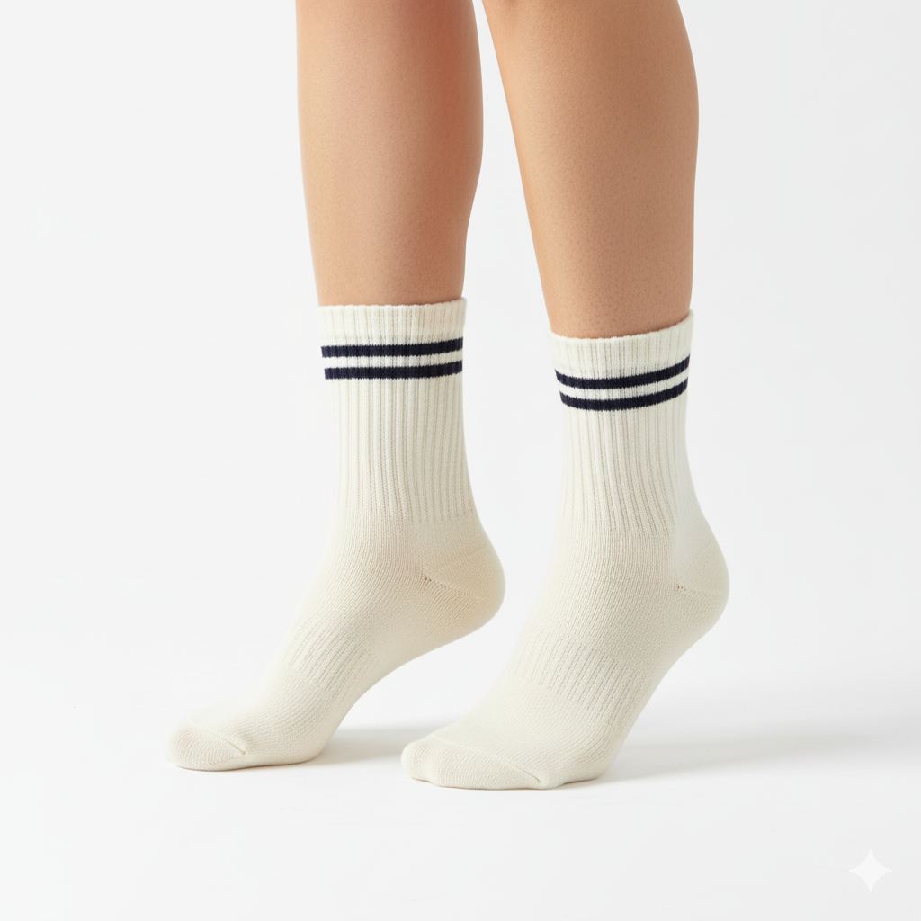 [10229] - 5 Pairs Women’s High-Cut Cotton Socks – Breathable, Soft & Sweat-Absorbing 