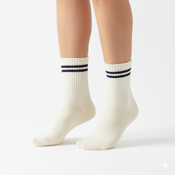 [10229] - 5 Pairs Women’s High-Cut Cotton Socks – Breathable, Soft & Sweat-Absorbing 