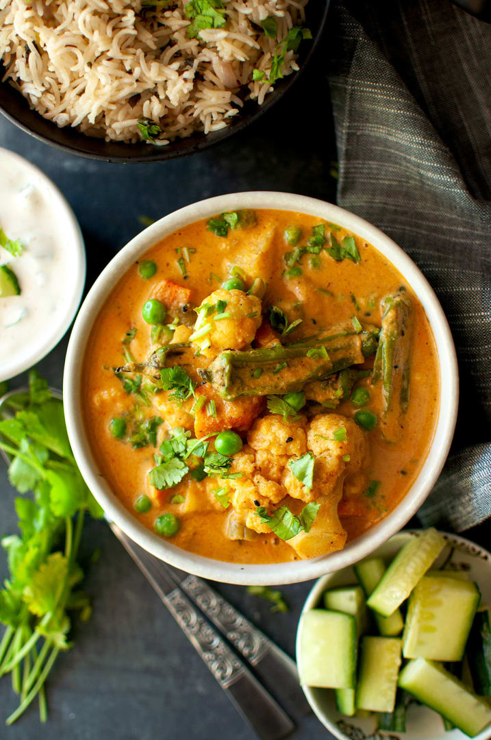 Mixed Vegetable curry with Bagara Rice