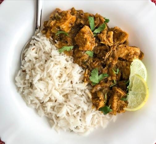 Chicken Curry with Bagara Rice