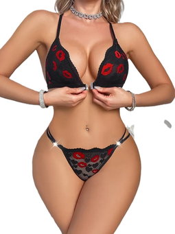  Lingerie Set Black Red F