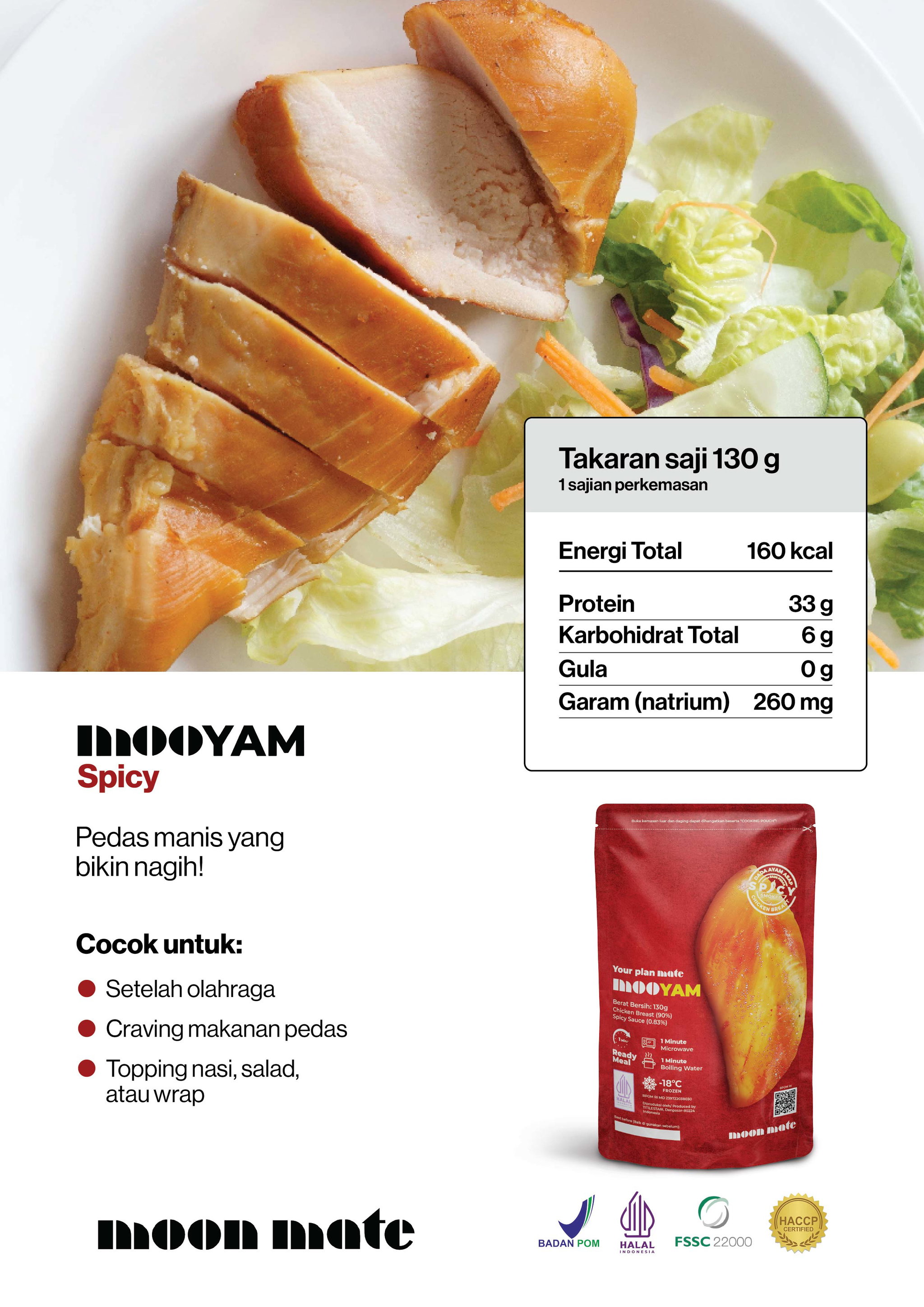 MOOYAM Spicy : Dada Ayam Asap Spicy 130gram_1