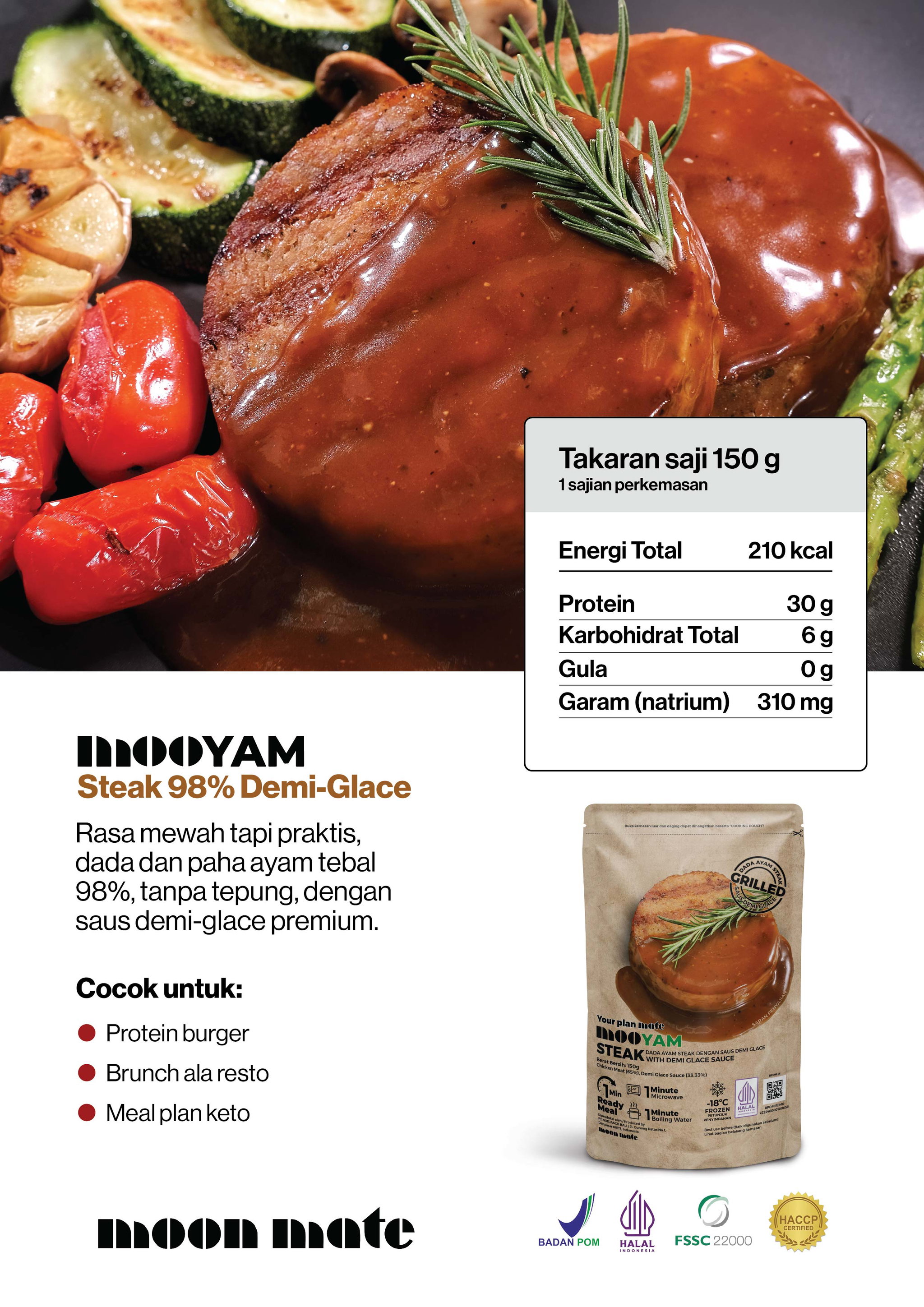 MOOYAM Steak : Dada Ayam Steak Panggang Demiglace 150gram_1