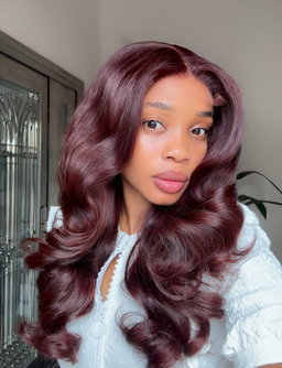 24” burgundy wavy unit blend