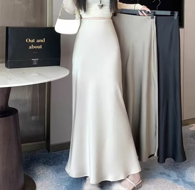 Rok Satin Silk Premium Flowy Long Basic Maxi_0