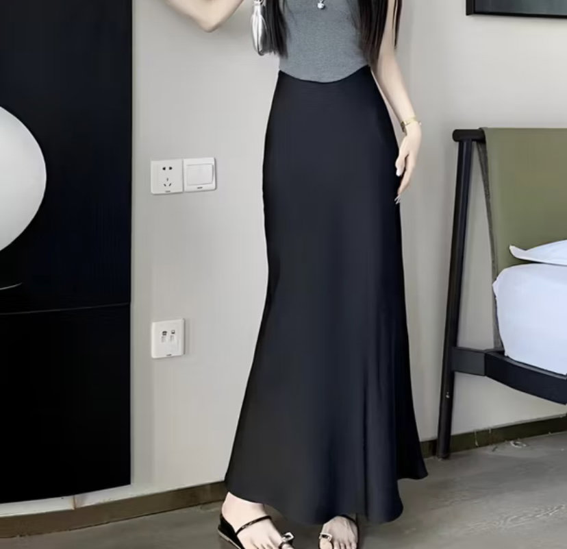 Rok Satin Silk Premium Flowy Long Basic Maxi_2