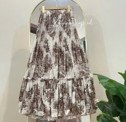 ￼Rok Plisket Tutu Plisket Rempel Motif Bunga Wanita Korea style Long Skirt