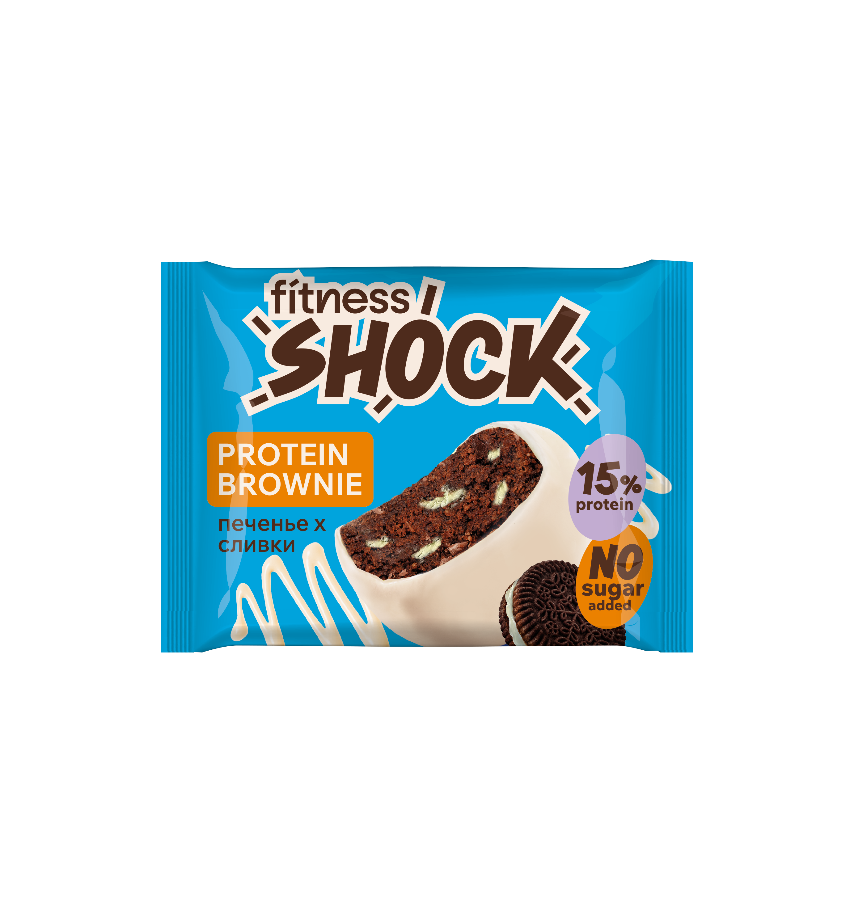 FitnesShock Protein Brownie «Cookie Cream», 1 piece 