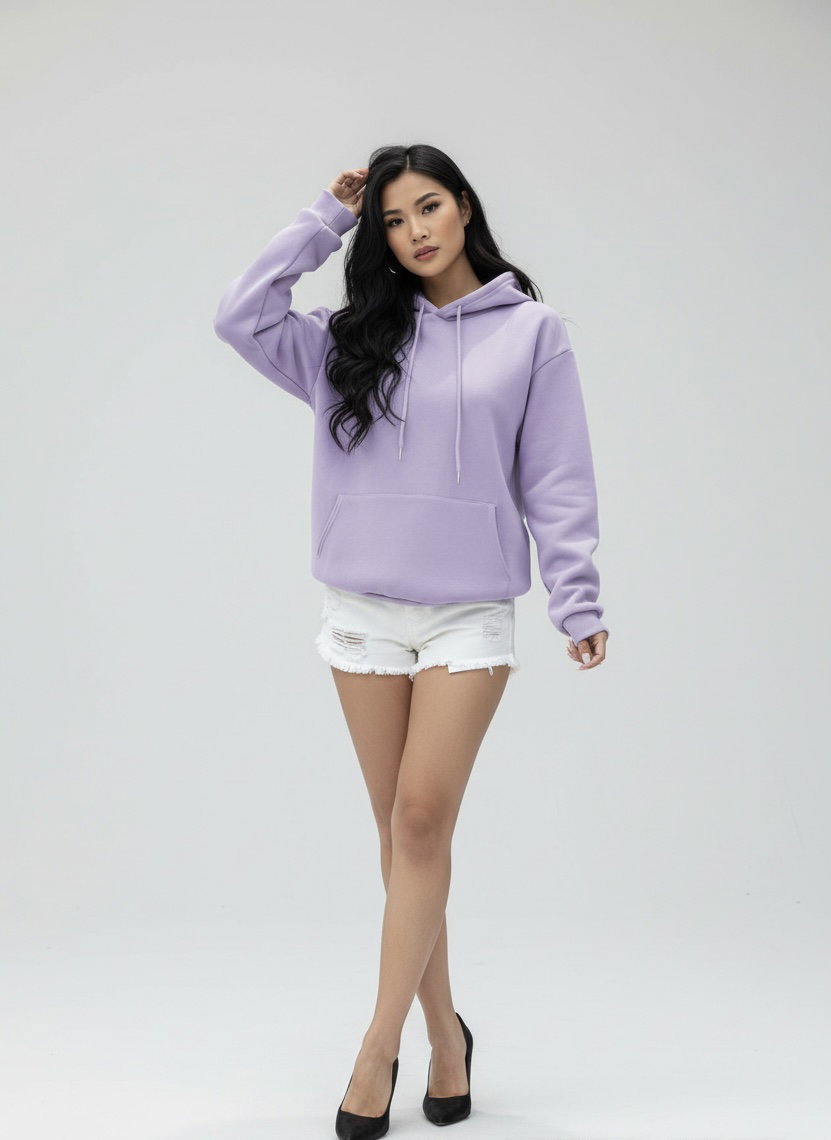 Plain Solid Color Drawstring hoodie_2