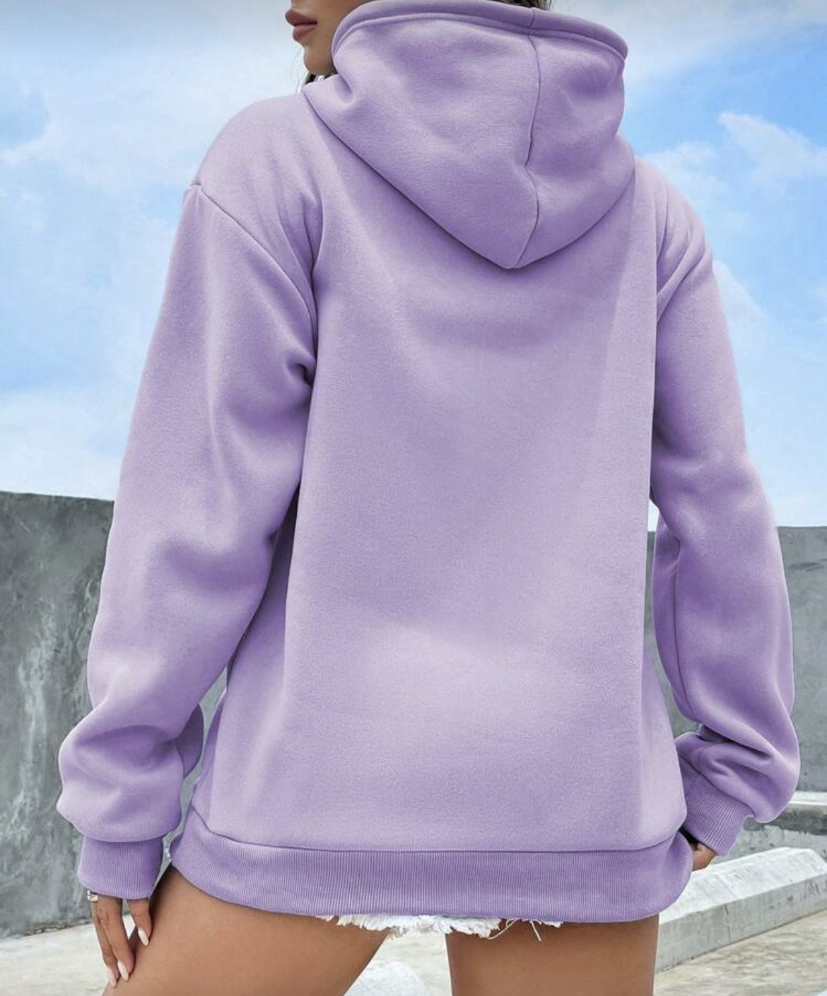 Plain Solid Color Drawstring hoodie_1