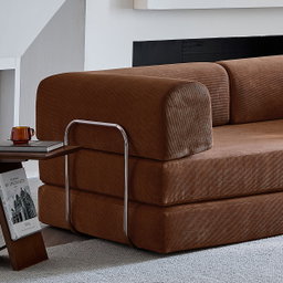 Compression Sofa Bed – Convertible Corduroy Couch in Chestnut Brown