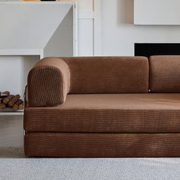 Compression Sofa Bed – Convertible Corduroy Couch in Chestnut Brown