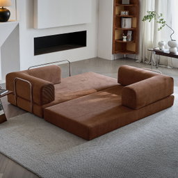 Compression Sofa Bed – Convertible Corduroy Couch in Chestnut Brown