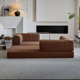 Compression Sofa Bed – Convertible Corduroy Couch in Chestnut Brown