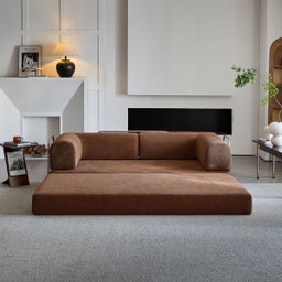 Compression Sofa Bed – Convertible Corduroy Couch in Chestnut Brown