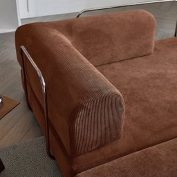 Compression Sofa Bed – Convertible Corduroy Couch in Chestnut Brown