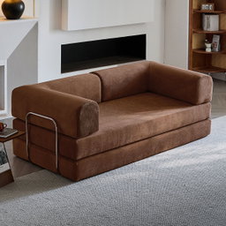 Compression Sofa Bed – Convertible Corduroy Couch in Chestnut Brown