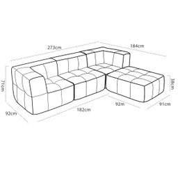 Sorrento Modular Sofa 3 Seater With Ottoman – Beige Flannel