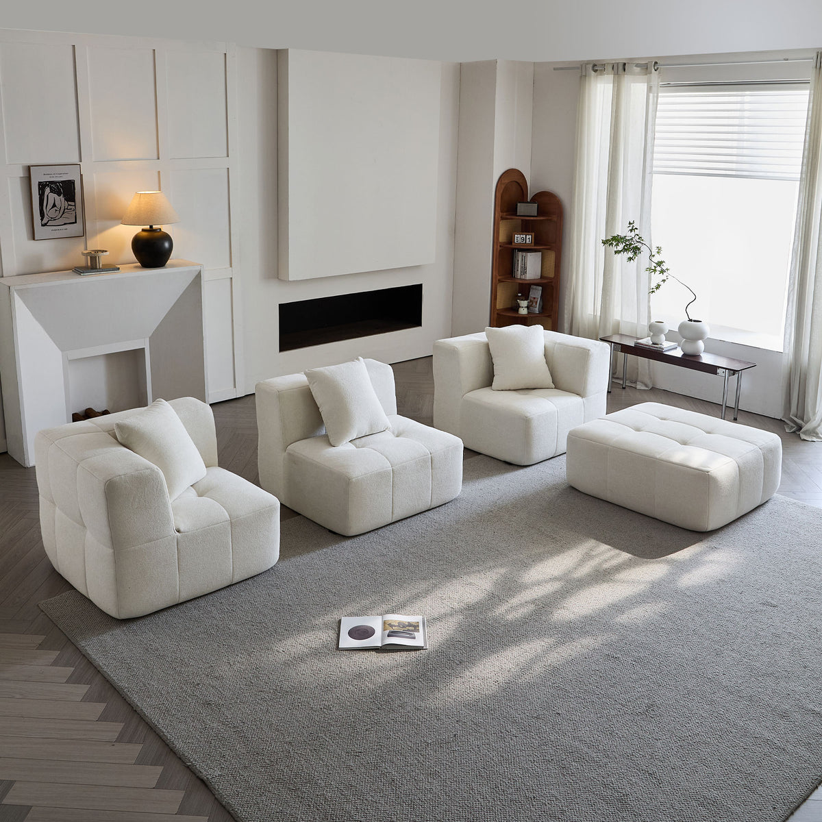 Sorrento Modular Sofa 3 Seater With Ottoman – Beige Flannel_10