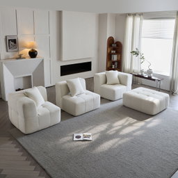 Sorrento Modular Sofa 3 Seater With Ottoman – Beige Flannel