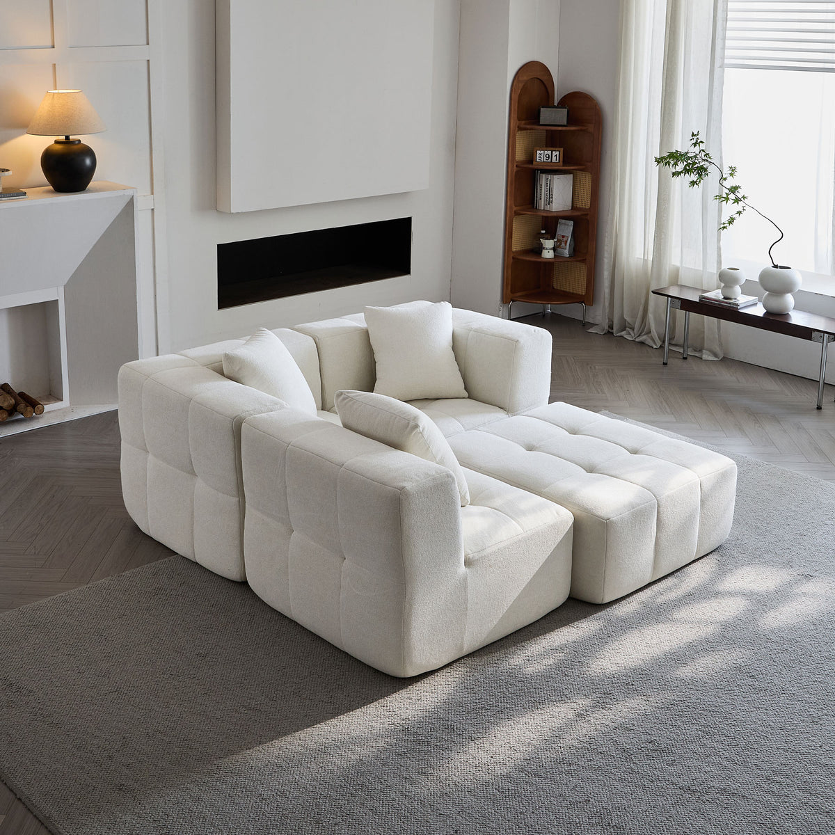 Sorrento Modular Sofa 3 Seater With Ottoman – Beige Flannel_8
