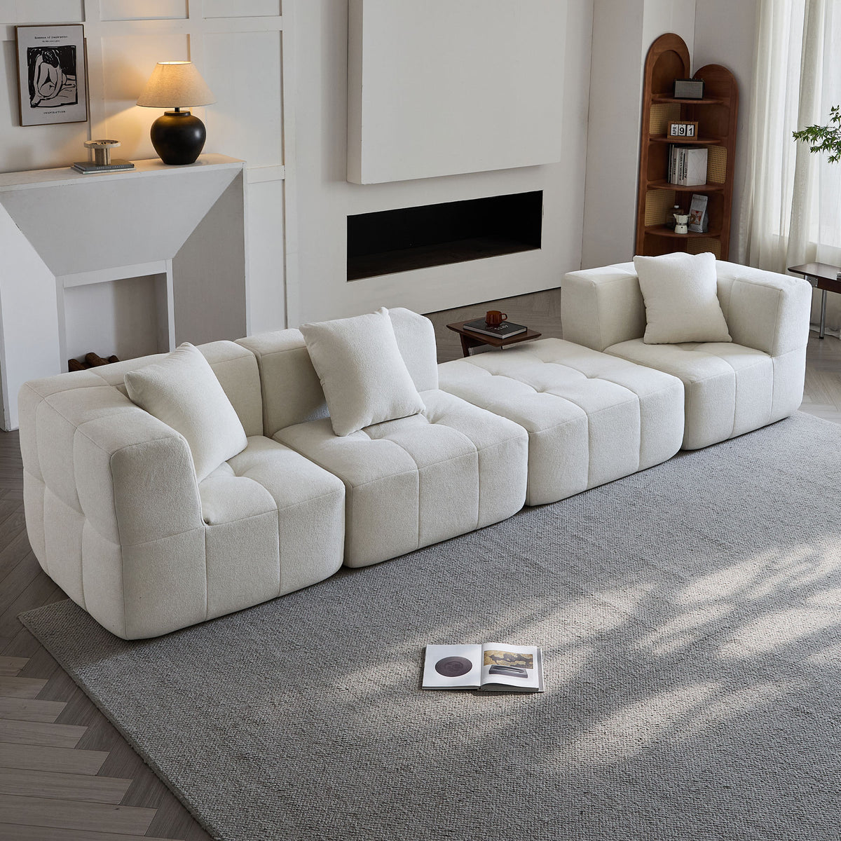 Sorrento Modular Sofa 3 Seater With Ottoman – Beige Flannel_0