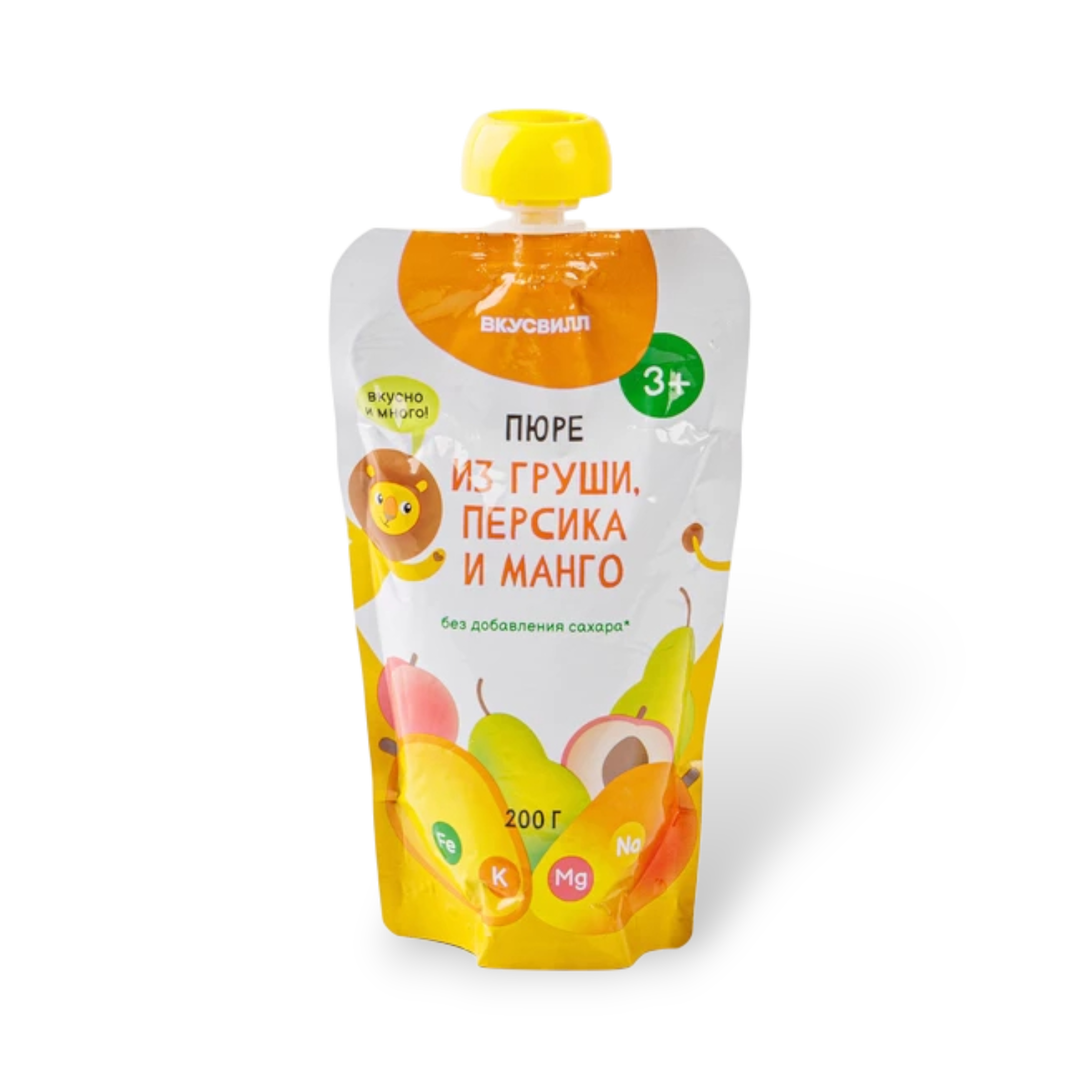 Vkusvill Pear, Peach & Mango Puree 200g