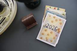 2026 Desktop Calendar with Walnut Stand 