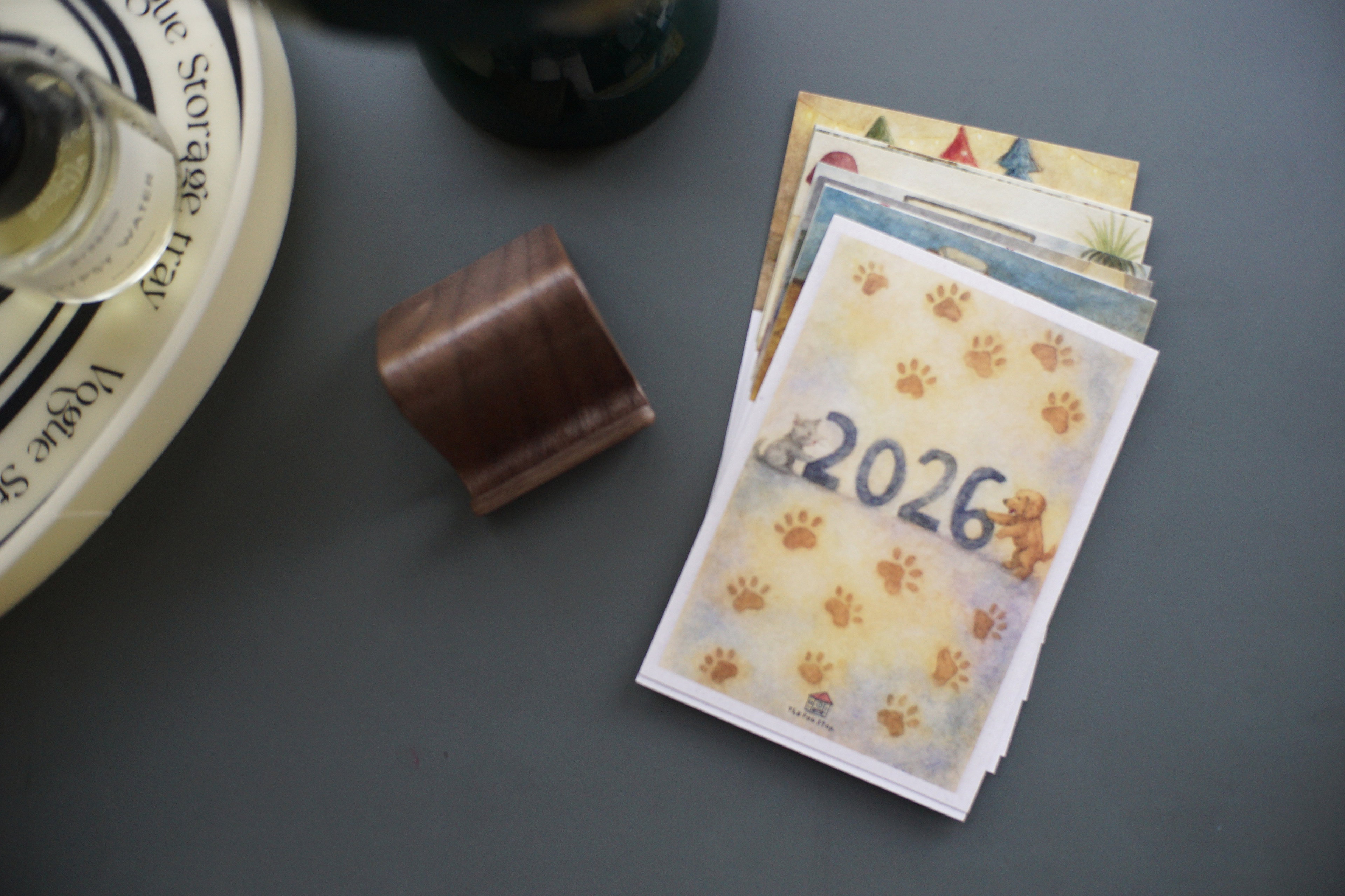 2026 Desktop Calendar with Walnut Stand _1