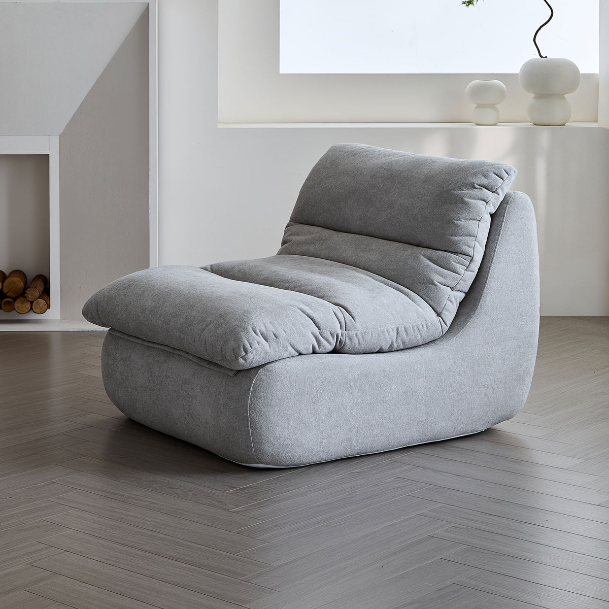 Archer Lounge Chair & Ottoman Set – Pebble Grey Flannel_2