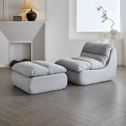 Archer Lounge Chair & Ottoman Set – Pebble Grey Flannel
