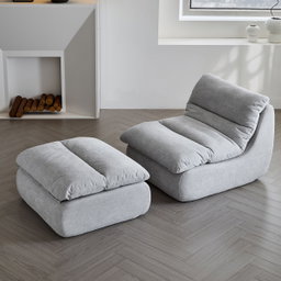 Archer Lounge Chair & Ottoman Set – Pebble Grey Flannel