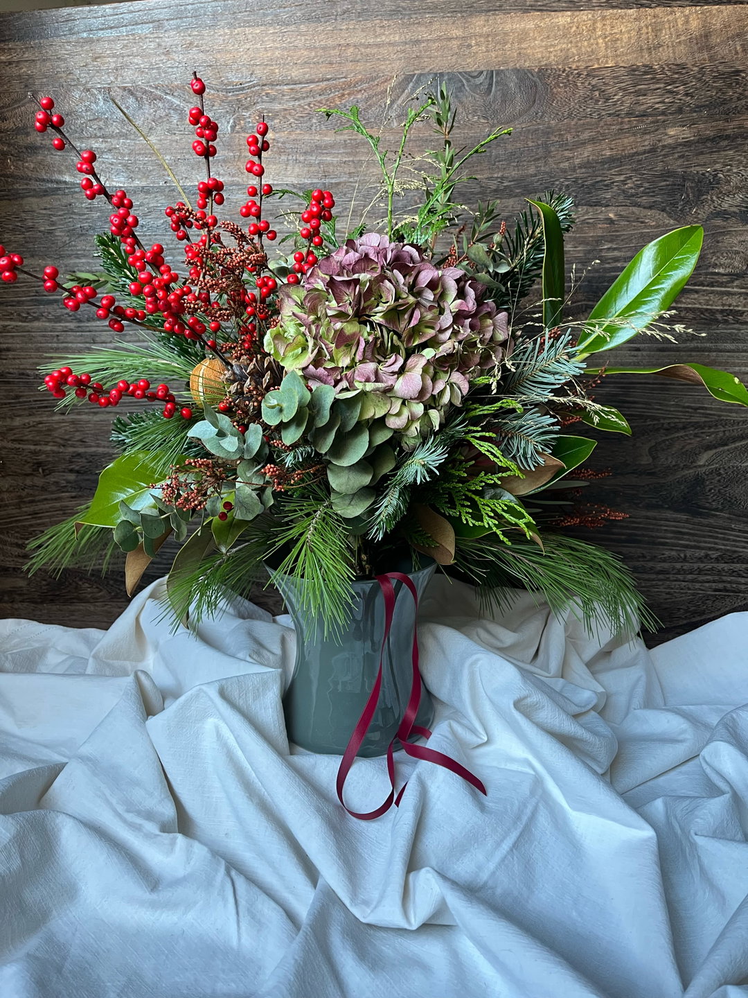 RAMO DE HORTENSIA E ILEX