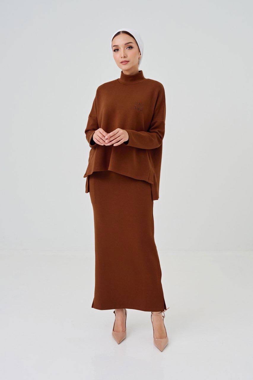 (Pre-order) She Dazzle Lalisa Skirt set - Sepia Brown