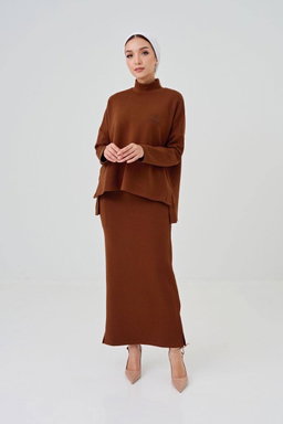 (Pre-order) She Dazzle Lalisa Skirt set - Sepia Brown