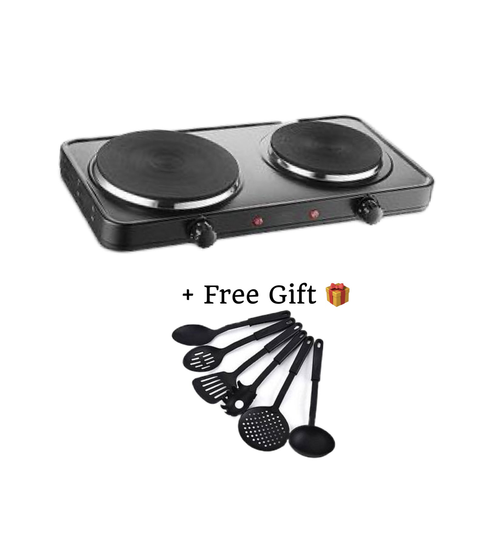Electric Hot Plate_ Double Burner & free 6 Pcs Non Stick Spoon_0