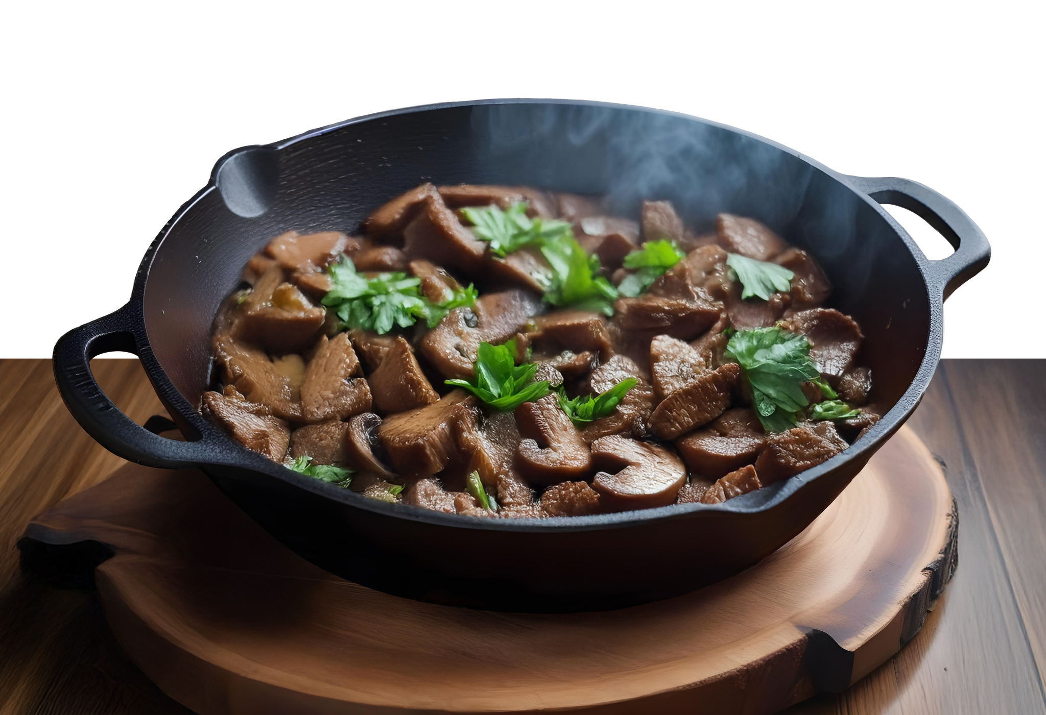 Meat and Mushroom Skillet قلاية لحم بالفطر_0