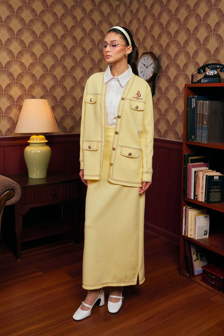 (Pre-order) She Dazzle Darla Cardigan set - Butter Yellow 